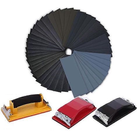 10 feuilles de papier de verre grain 500, utilisables à sec et à l'eau, imperméables, adaptées au ponçage du bois, des pièces automobiles, du métal, du plastique, du verre et d'autres matériaux. (1/5)