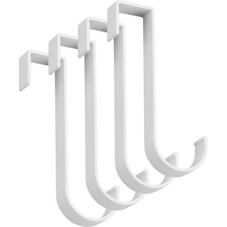 Lot de 4 crochets thermiques pour salle bain - Crochets adhésifs en aluminium serviettes Autocollants (D) Blanc4'Blanc4 (1/5)