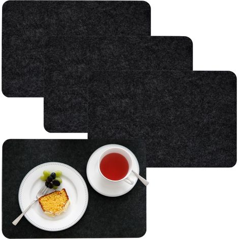 DuneDesign 4 Salvamanteles Individuales 43x30x0,5cm fieltro sintético Antracita (1/5)