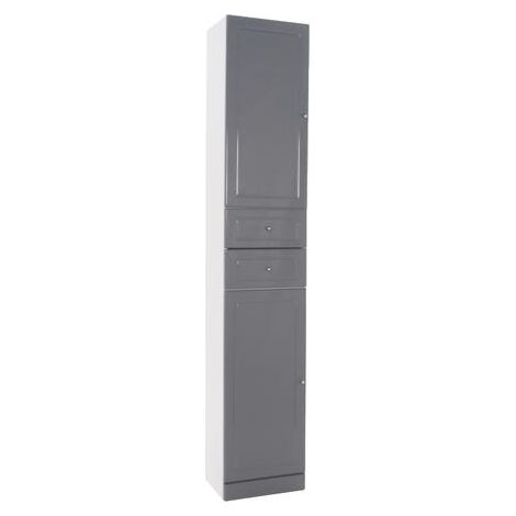 [JAMAIS UTILISE] ONDEE ZEN - Colonne de rangement à poser TOLEDE - 35cm - Gris - PVC brillant - Livré en kit