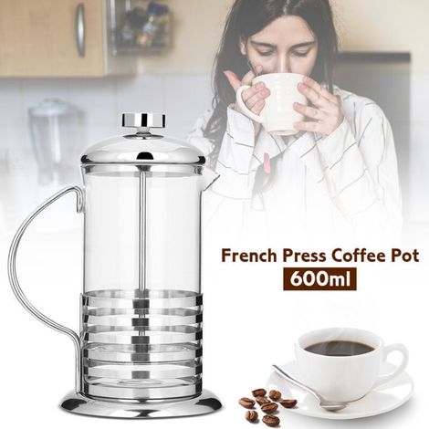 Cafetière à piston portable en acier inoxydable et verre (600 ml) (1/5)