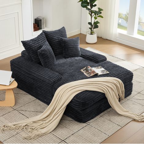 Sillón chaise longue ergonómico con 4 cojines gris OKMYHOME (1/5)