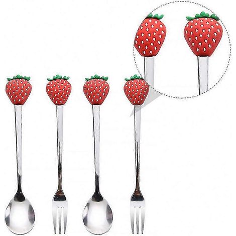 Ensemble de 4 couverts en acier inoxydable à motif de fruits pour la table (1/3)