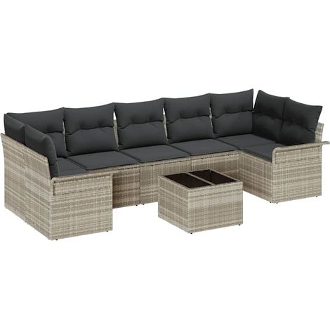 Garden Sofa Set with Cushion 8 pcs Light Grey Poly Rattan vidaXL (1/5)
