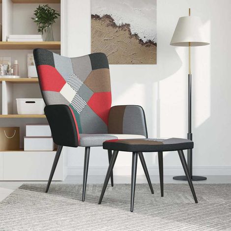 Maison Exclusive - Sedia Relax con Sgabello in Tessuto Patchwork (1/5)