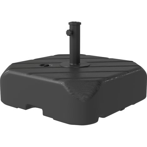 Pied de parasol  à roulettes à remplir avec 45 kg d'eau / 72 kg de sable, pour mât de Ø 38 et 48 mm, noir