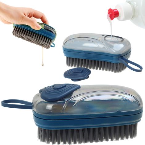 Cepillo para limpiar y fregar tapicerías y zapatos con dispensador de líquido. (1/5)