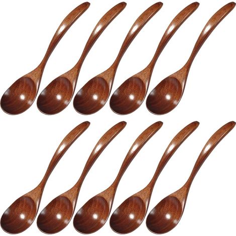 10 cuillères en bois naturel japonais, à long manche – pour épices, sucre, café (1/5)