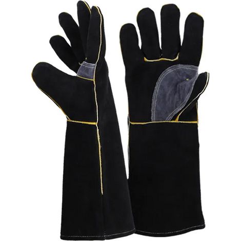 Gants résistants au feu et à la chaleur extrêmes, cuir avec coutures en kevlar（14 pouces） (1/3)
