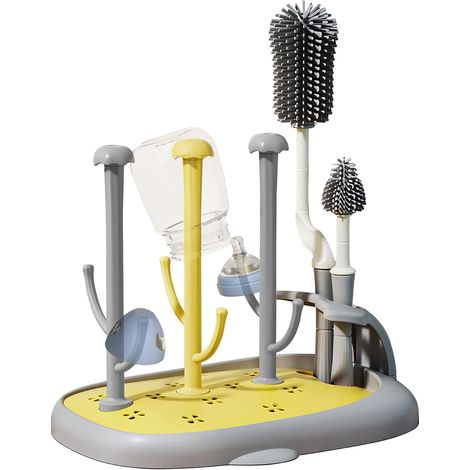 Sèche Biberons avec Brosse de Nettoyage Egouttoir Biberons,Egoutte Biberons Arbre,Amovible Séchoir pour Bébé Bouteilles,Supports de Séchage de Bouteilles Utilisé pour Sécher Sucettes Biberons (1/5)