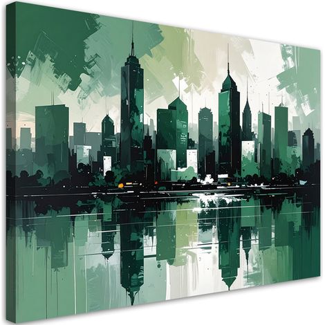 Quadro su tela, Edifici urbani moderni verde, 30x20 (1/5)