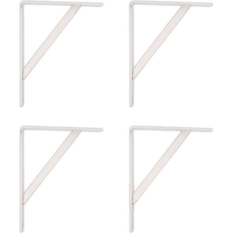 Supports d'étagère Lot de 4 Acier blanc Charge maximale : 260 kg Pour cuisine, bureau, garage 300 x 225 mm (1/5)
