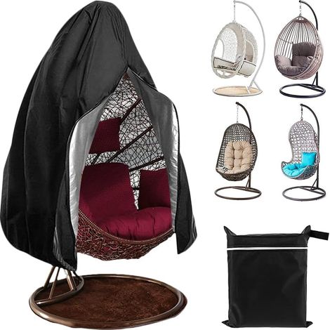 Couverture de Chaise Suspendue 210D Tissu Oxford Robuste,Housse de Fauteuil Suspendue, Imperméable,Coupe-Vent,Anti-UV, Housse de Protection pour Oeufs Chaise avec Fermeture à Glissière (1/5)