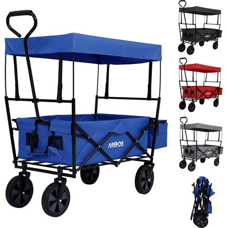 Arebos – Chariot à main pliable avec toit amovible – Charge maximale 70 kg – Dimensions 117 x 55 x 125 cm – Tissu Oxford 600D résistant (1/5)