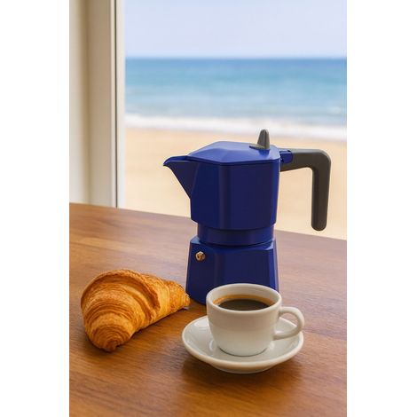 Caffettiera italiana - PEZZETTI - PENTAEXPRESS - Alluminio - 3 tazze - Blu
