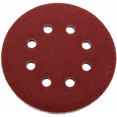 Professionelle Schleifpads (Körnung 100), 50 Stück, 8 Löcher, 125 mm Durchmesser, Körnung 100, für Exzenterschleifer. Schleifpapier