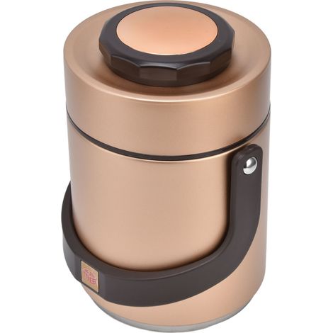 Isolierte Lunchbox mit 1,5 Litern Fassungsvermögen, dreilagige Thermoskanne aus Edelstahl 304, großes Fassungsvermögen für Schüler und Mitarbeiter, luftdichter Verschluss, goldfarben. (1/5)
