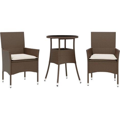 Maison Exclusive - Set comedor jardín 3 pzas cojines ratán sintét
