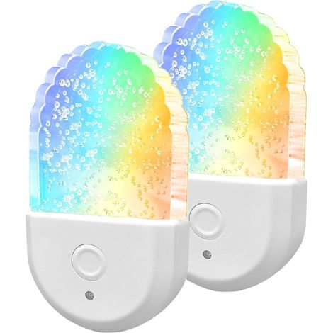 Veilleuse à douille (lot de 2) - Veilleuse LED RGB 8 couleurs à changement de couleur avec capteur crépusculaire - Idéale comme cadeau pour une chambre d'enfant, une crèche ou une salle de bain (1/5)