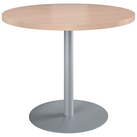 Table de réunion ronde chêne clair Ø 100 cm - piétement aluminium - Arch - Maxiburo