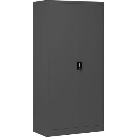 Metallschrank C34 Aktenschrank Werkzeugkschrank Umkleideschrank Spind Flügeltüren Kleiderstange Pulverbeschichtung Metall Abschließbar 185 cm x 90 cm x 45 cm (H x B x T) Anthrazit (1/5)