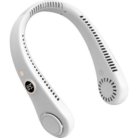 Wiederaufladbarer, tragbarer Nackenventilator mit 4000 mAh, 5 Geschwindigkeitsstufen, blattlosem Design, weichem Nackenband, 360°-Kühlung, Mini-Ventilator für Outdoor-Aktivitäten, Reisen, Büro und Spo (1/5)