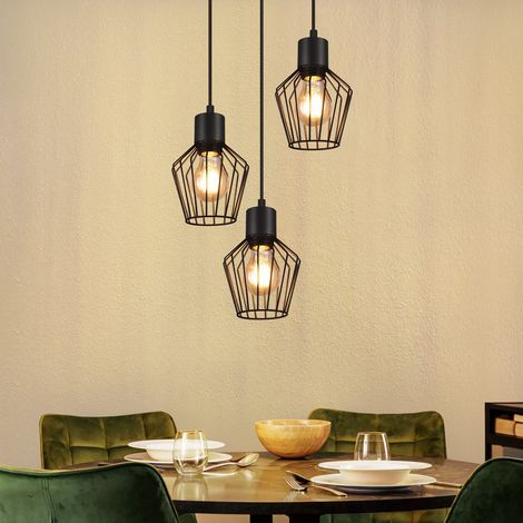 Lustre Vintage Lámpara Colgante Retro De 3 Luces De Metal E27，GBLY Lámpara De Techo Negra Jaula Lámparas De Colgar Industrial (1/5)