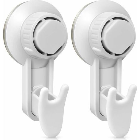 Vacuum Suction Cup Hook Set of 2, Powerful Suction Cup Hook Without Drilling, Bathroom Suction Cup Wall Hook Resistant up to 5 kg Reusable for Bathroom and Kitchen (1/5)