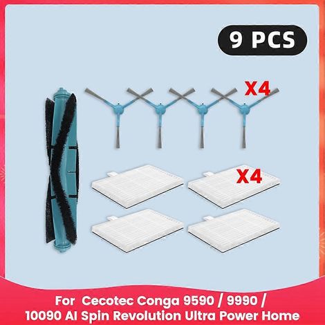 Pour Cecotec Conga 9590 / 9990 10090 AI Spin Revolution Ultra Power Home pièce détachée Filtre Main Side Brosse Sac à poussière (1/5)