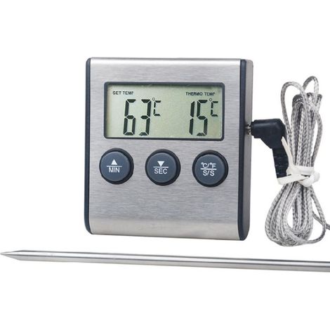 Thermomètre de cuisine numérique grand écran LCD, longue sonde pour Grill four, viande cuisson température alarme minuterie outil (1/5)