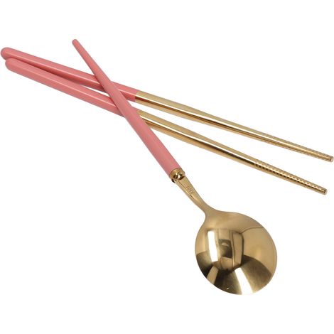 Ensemble de couverts en acier inoxydable rose doré, boîte de rangement pour voyages, fourchette, cuillère, baguettes réutilisables