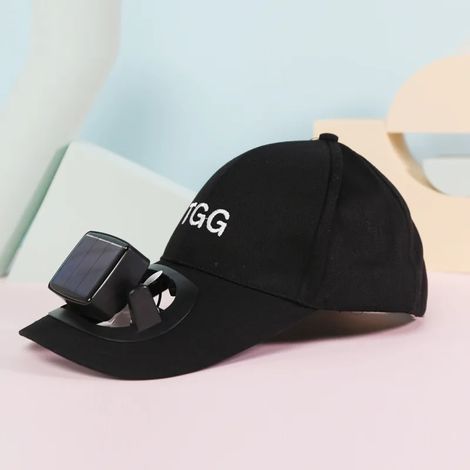 Chapeau ventilateur solaire portable (noir), idéal pour les voyages d'été, les sports de plein air et la protection solaire. (1/5)
