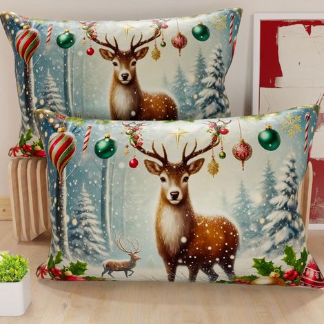 Paire de Housses de Coussin en Microfibre 40x60 cm, Coussins Décoratifs de Noël pour Chambre, Canapé, Salon, Lot de 2 Housses de Coussin, Taie d'oreiller de Noël 4