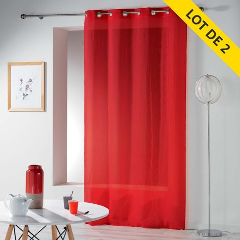 Lot de 2 panneaux a oeillets 140 x 280 cm etamine crash telma Rouge