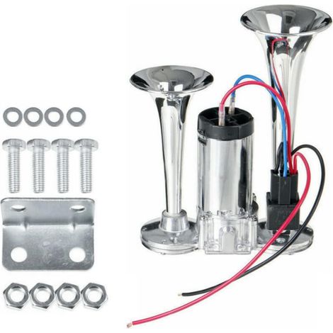 Tromba ad aria compressa da 24 V 600 dB con doppia tromba - tromba ad aria compressa super potente per camion - set di doppia tromba ad aria compressa elettrica per veicoli - con compressore (1/2)