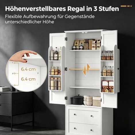 Buffet haut de gamme, meuble de cuisine 2 portes, 2 tiroirs, 6 étagères réglables, rangement robuste, armoire de salon avec espace de stockage (lot de 1) (1/5)
