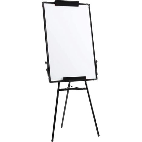 Tableau blanc, cadre en aluminium, hauteur réglable, Noir (1/2)