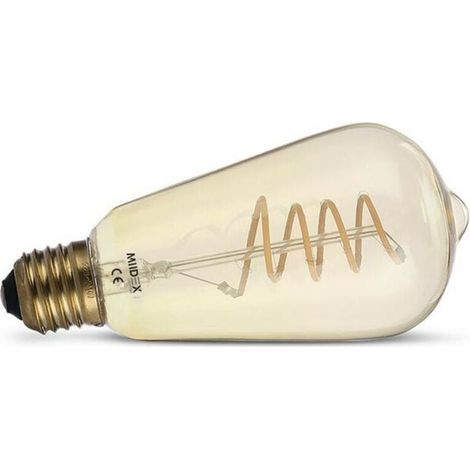 LED E27 Edison Golden ST64 4W COB Filament , XU,Spirale Miidex Lighting® blanc-chaud-2700k - non-dimmable - KZQ (1/4)