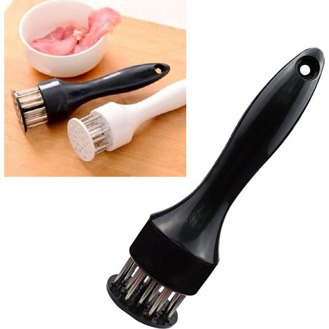 Attendrisseur de viande à 16 aiguilles en acier inoxydable, outil de cuisine pour steak, poulet, poisson et porc (noir) (1/5)