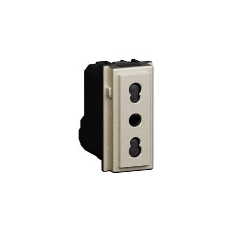 L.Now - Presa 2P+T 10/16A 250V 1 Modulo. Champagne (Bticino Cod. Kc4180)