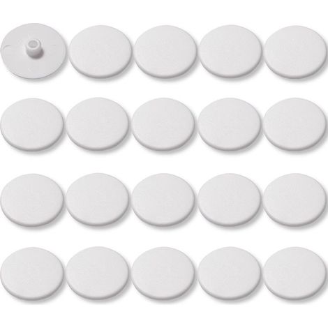 Packung mit 20 SW4- oder PZ2-Schraubenabdeckungen, weiß RAL 9010 – Innensechskant für Möbel – Saubere und ordentliche Verarbeitung – 17 mm Außendurchmesser (1/4)