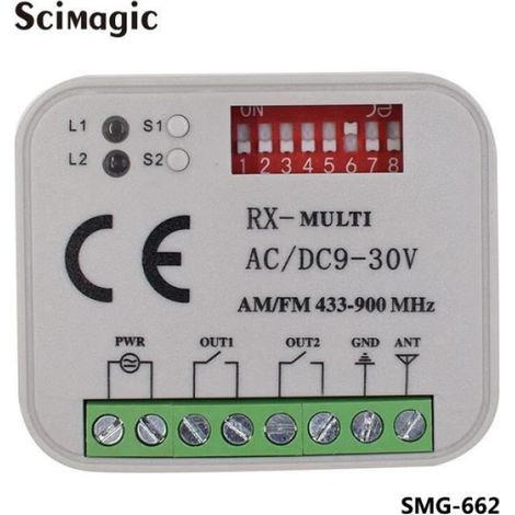 Récepteur Télécommande Portail Garage - Fréquence 300-868 MHz - Compatible Multi-Moteur - Alimentation AC - Blanc - 1 Pièce