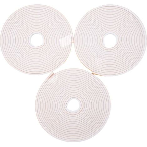 Mousse Auto-Adhésif Joint de Fenêtre et Porte Coupe-Froid 6 mm Largeur 3 mm Épaisseur Blanc Lot (1/4)