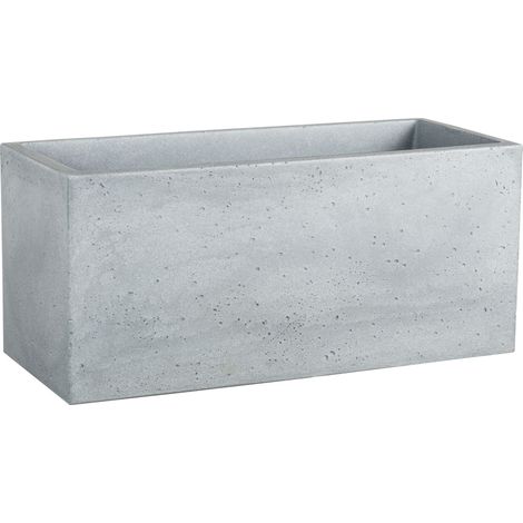 Bac à fleurs rectangulaire 58,5x25x26,5 cm – Plastique recyclé – Résistant au gel et aux UV – Design béton authentique – Scheurich (1/5)