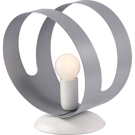 Lumetto Moderno 1 Luce Peter In Ferro Bianco Grigio Taglio Laser (1/2)
