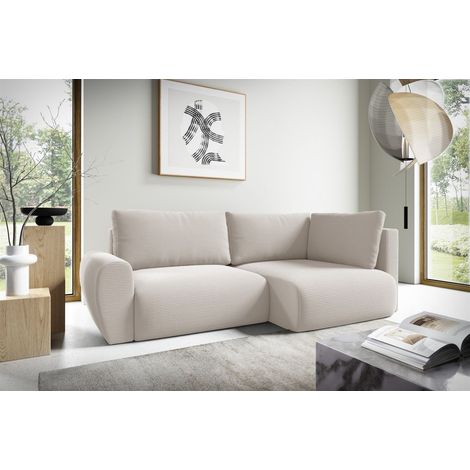 Ecksofa Schlafsofa GALAN MINI Stoff Poso Altweiß Ottomane Rechts (1/5)