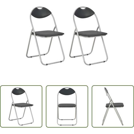 Chaises de salle à manger - Chaises pliantes à manger lot de 2 noir similicuir (1/5)