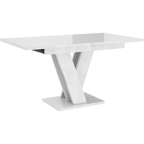 Table Goodyear 104, Blanc brillant, 76x80x120cm, Allongement, Stratifié