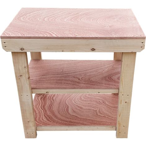 Express Workmate, Wooden Workbench Range, Eucalyptus 18mm,  3ft(90cm), Double shelf (1/4)