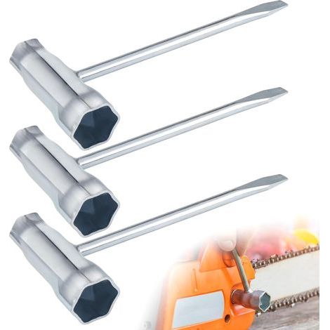 3 Pièces Clé à Bougie, 13mm/19mm Clé en T pour Tronçonneuse, Cle a Bougie Tondeuse a Gazon, Cle Combinée pour Tronçonneuses, Tondeuses à Gazon, Débroussailleuses, Scooters, Motos (1/5)